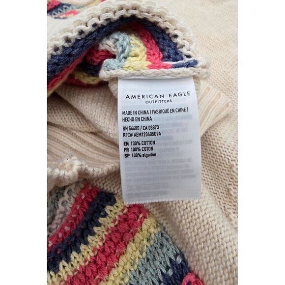 American Eagle Womens Crochet Floral Striped Sleeveless Sweater Vest SP/CH - Picture 6 of 7